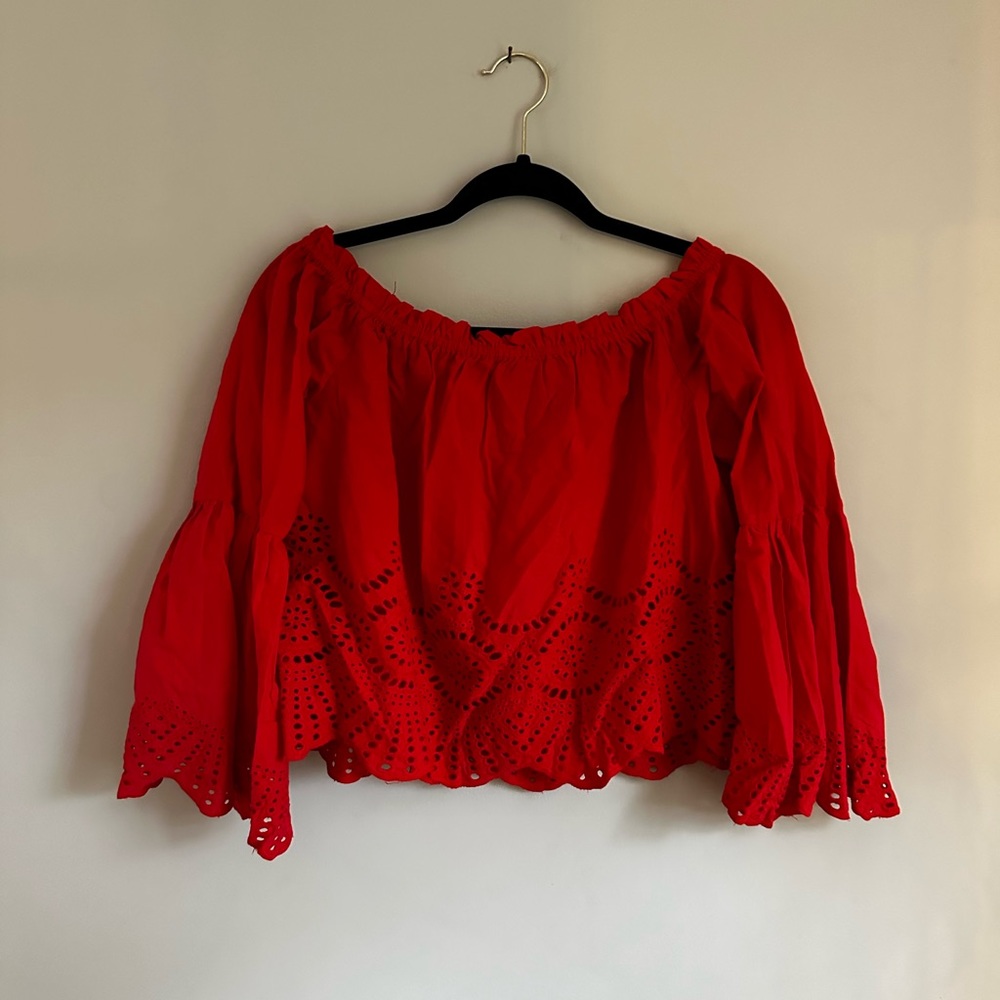 Blashe Red Off the Shoulder Top Size Medium - Picture 3 of 5